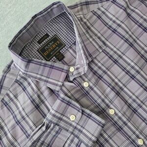 Jos. A. Bank Reserve XXL Purple Plaid Tailored Fit 100% Egyptian Cotton Shirt